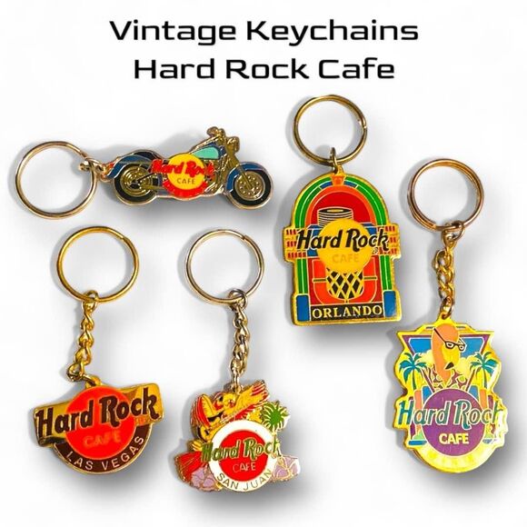 Hard Rock Cafe Vintage Keychain set of 5 - Picture 1 of 6